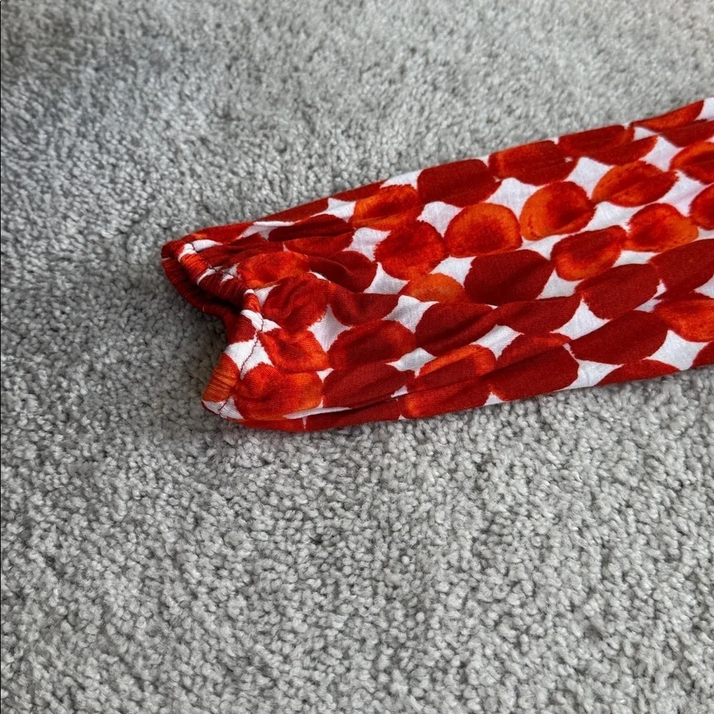 Michael Kors Red and White Patterned Top Size M